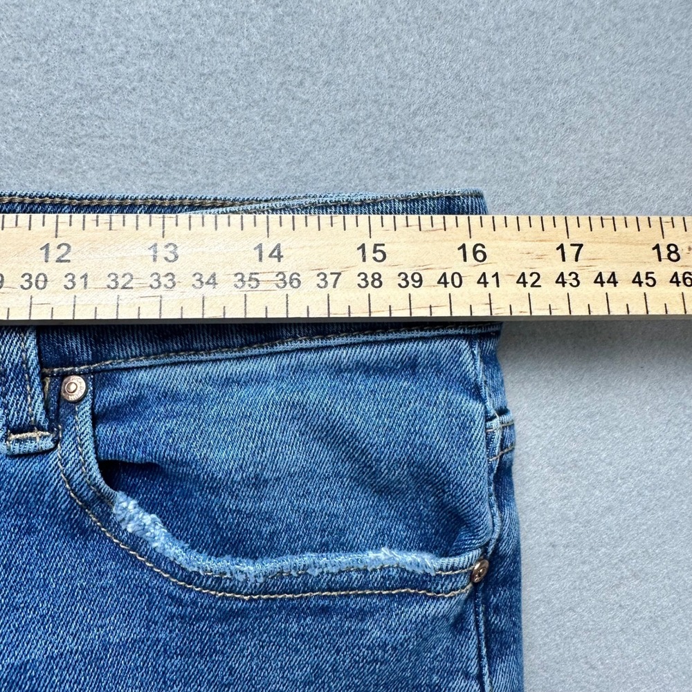 Altar'd State Mica Jeans Women 31 Blue High Rise Button Fly Raw Hem Distressed - Picture 5 of 14